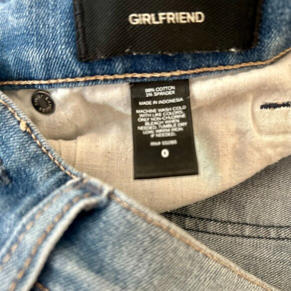 Express Jeans Women's Girlfriend Distressed Blue Jeans | Size 0 - Picture 5 of 6